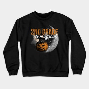 2nd Grade Halloween Magic - Vintage Black Cat and Pumpkin Crewneck Sweatshirt